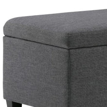 Load image into Gallery viewer, 48" Slate Gray and Dark Brown Linen and Solid Wood Upholstered Storage Bench With Flip Top
