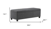 Load image into Gallery viewer, 48" Slate Gray and Dark Brown Linen and Solid Wood Upholstered Storage Bench With Flip Top
