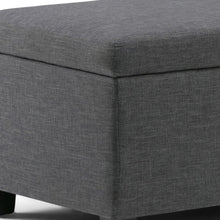 Load image into Gallery viewer, 48" Slate Gray and Dark Brown Linen and Solid Wood Upholstered Storage Bench With Flip Top
