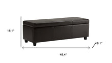 Load image into Gallery viewer, 48" Brown and Dark Brown Faux Leather and Solid Wood Upholstered Storage Bench With Flip Top
