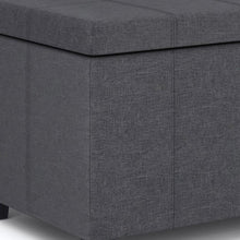 Load image into Gallery viewer, 36" Slate Gray and Dark Brown Linen and Solid Wood Upholstered Storage Bench With Flip Top
