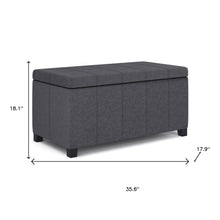 Load image into Gallery viewer, 36" Slate Gray and Dark Brown Linen and Solid Wood Upholstered Storage Bench With Flip Top
