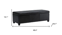 Load image into Gallery viewer, 48" Midnight and Dark Brown Faux Leather and Solid Wood Upholstered Storage Bench With Flip Top
