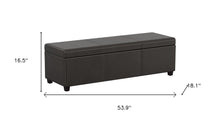Load image into Gallery viewer, 54" Brown and Dark Brown Faux Leather and Solid Wood Upholstered Storage Bench With Flip Top
