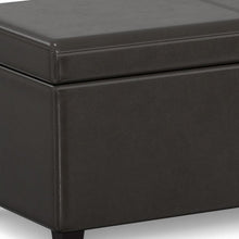 Load image into Gallery viewer, 54" Brown and Dark Brown Faux Leather and Solid Wood Upholstered Storage Bench With Flip Top
