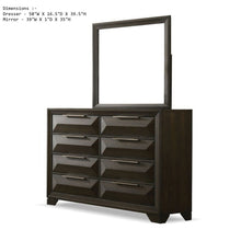 Load image into Gallery viewer, Dresser With Mirror Beveled Bracket Feet Handles 8 Drawers - Espresso
