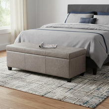 Load image into Gallery viewer, 48" Gray and Dark Brown Faux Leather and Solid Wood Upholstered Storage Bench With Flip Top
