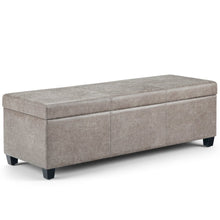 Load image into Gallery viewer, 48" Gray and Dark Brown Faux Leather and Solid Wood Upholstered Storage Bench With Flip Top
