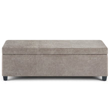 Load image into Gallery viewer, 48" Gray and Dark Brown Faux Leather and Solid Wood Upholstered Storage Bench With Flip Top
