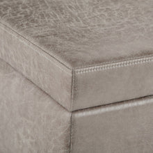 Load image into Gallery viewer, 48" Gray and Dark Brown Faux Leather and Solid Wood Upholstered Storage Bench With Flip Top
