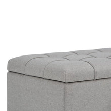 Load image into Gallery viewer, 33" Gray and Espresso Tufted Linen and Solid Wood Upholstered Storage Bench With Flip Top
