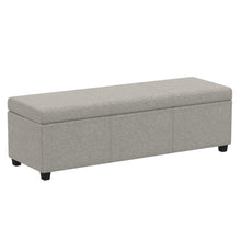 Load image into Gallery viewer, 54" Cloud and Dark Brown Linen Blend and Solid Wood Upholstered Storage Bench With Flip Top
