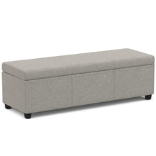 Load image into Gallery viewer, 54" Cloud and Dark Brown Linen Blend and Solid Wood Upholstered Storage Bench With Flip Top
