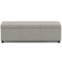 Load image into Gallery viewer, 54" Cloud and Dark Brown Linen Blend and Solid Wood Upholstered Storage Bench With Flip Top
