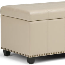 Load image into Gallery viewer, 33" Cream and Espresso Faux Leather and Solid Wood Upholstered Storage Bench With Flip Top
