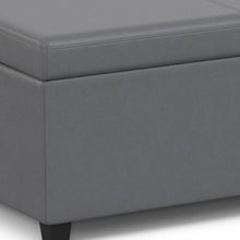 Load image into Gallery viewer, 54" Stone and Dark Brown Faux Leather and Solid Wood Upholstered Storage Bench With Flip Top
