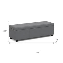 Load image into Gallery viewer, 54" Stone and Dark Brown Faux Leather and Solid Wood Upholstered Storage Bench With Flip Top
