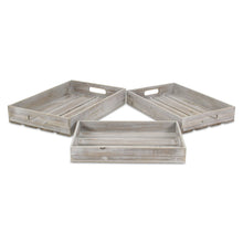 Load image into Gallery viewer, 19" Rectangular Wood Handmade Tray With Handles - Gray
