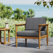 Load image into Gallery viewer, Outdoor Club Chair, Patio Chair With Teak Acacia Wood Frame - Dark Gray
