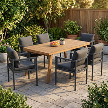 Load image into Gallery viewer, 7 Piece Outdoor Patio Dining Set With Table &amp; Chairs With Cushions - Brown / Gray
