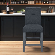 Load image into Gallery viewer, 25" Contemporary Wood And Suede Counter Height Bar Chair - Gray
