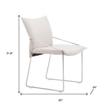 Load image into Gallery viewer, Upholstered Fabric Dining Arm Chairs (Set of 2) - White / Silver

