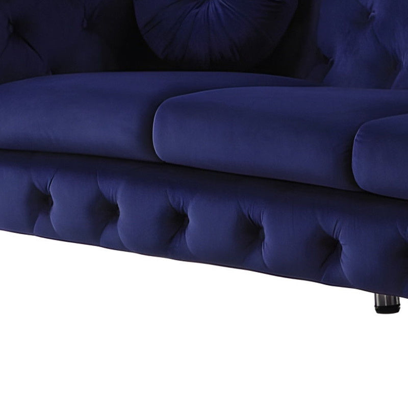 Velvet Sofa & Silver Legs - Blue