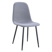 Load image into Gallery viewer, Luxury Simple Chair Linen Cotton High Resilience Dining Chair With Black Metal Legs (Set of 4) - Light Gray
