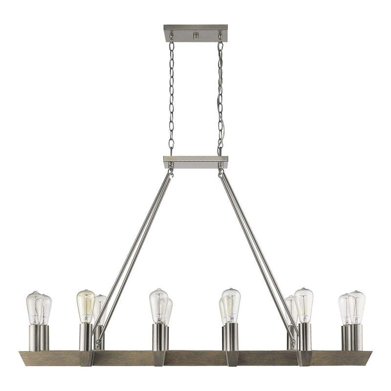 Kitchen Island Twelve Light Metal Dimmable Chandelier - Silver
