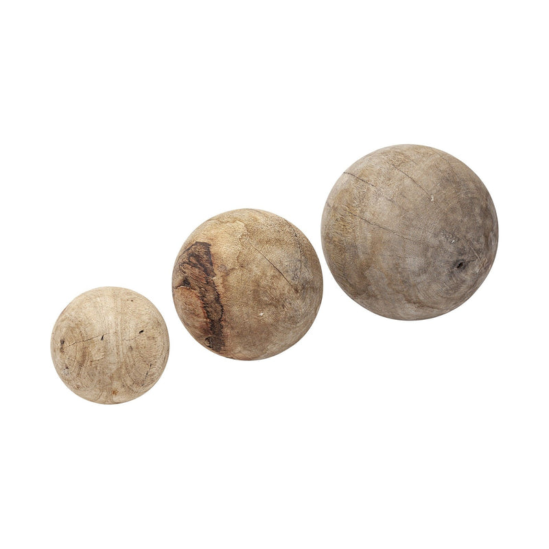 Wooden Spheres (Set of 3) - Brown