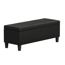 Load image into Gallery viewer, 48" Black and Dark Brown Faux Leather and Solid Wood Upholstered Storage Bench With Flip Top

