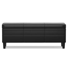 Load image into Gallery viewer, 48" Black and Dark Brown Faux Leather and Solid Wood Upholstered Storage Bench With Flip Top
