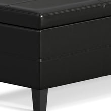 Load image into Gallery viewer, 48" Black and Dark Brown Faux Leather and Solid Wood Upholstered Storage Bench With Flip Top
