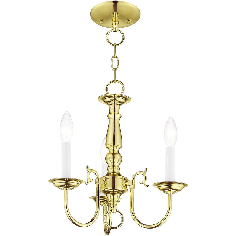 14" Three Light Dimmable Chandelier With Shades - Brass