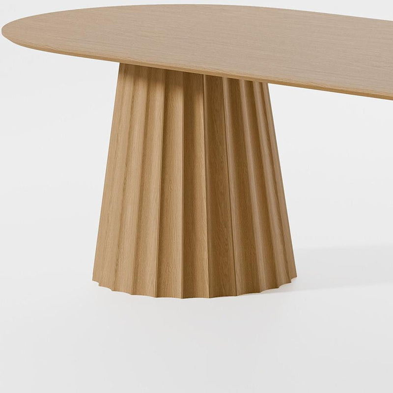 86" Wood Double Pedestal Base Oval Dining Table - Brown / Natural