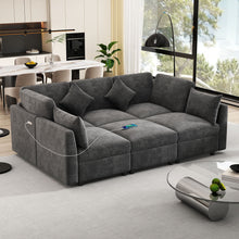 Load image into Gallery viewer, Sectional Sofa Modular U-Shaped With Ottoman &amp; USB Ports
