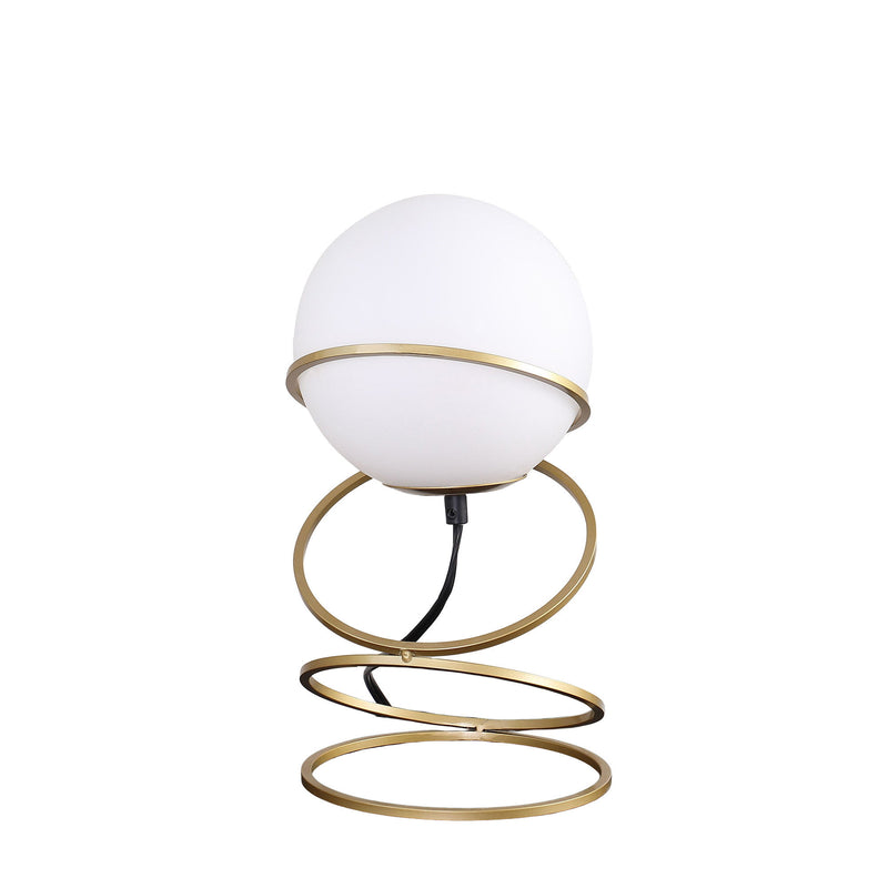 Metal Geo Spiral Bedside Lamp With White Globe Shade - Gold
