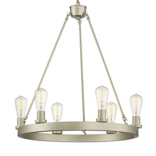 Load image into Gallery viewer, 27" Candle Style Six Light Metal Dimmable Chandelier - Silver
