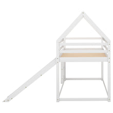 Load image into Gallery viewer, Twin Size Bunk House Bed with Slide and Ladder,White
