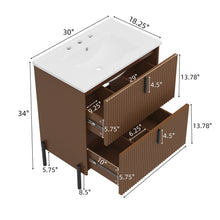 Load image into Gallery viewer, Fluted Bathroom Vanity With Ceramic Sink, Freestanding Design
