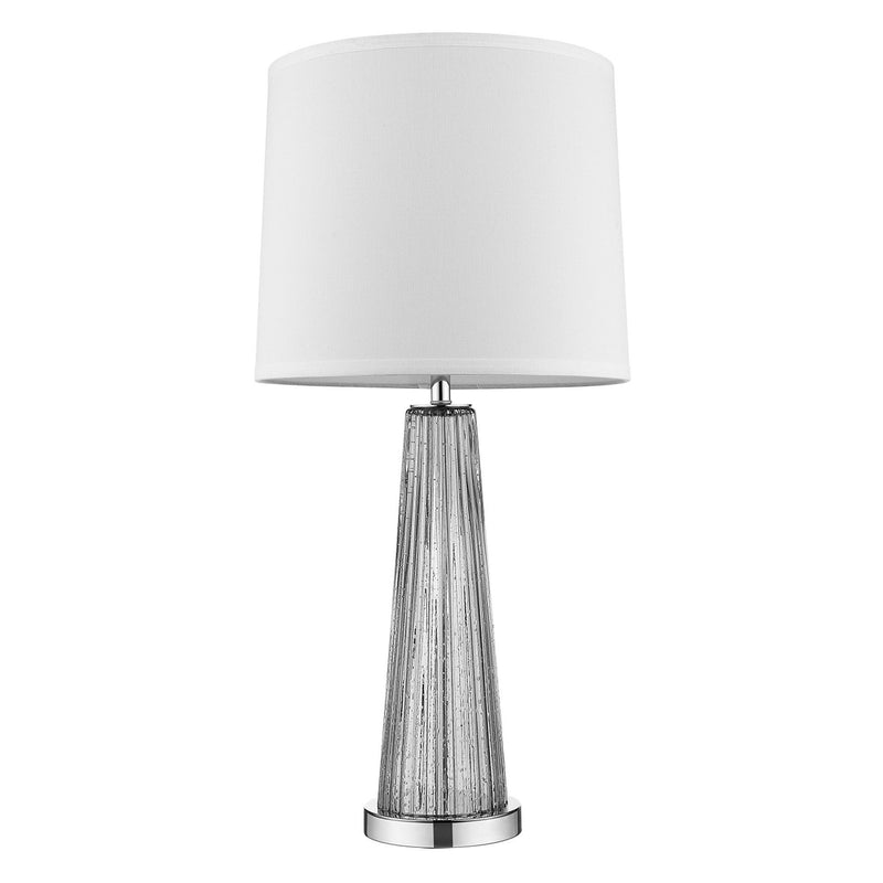 Glass Buffet Lamp With Off-White Empire Shade - Silver