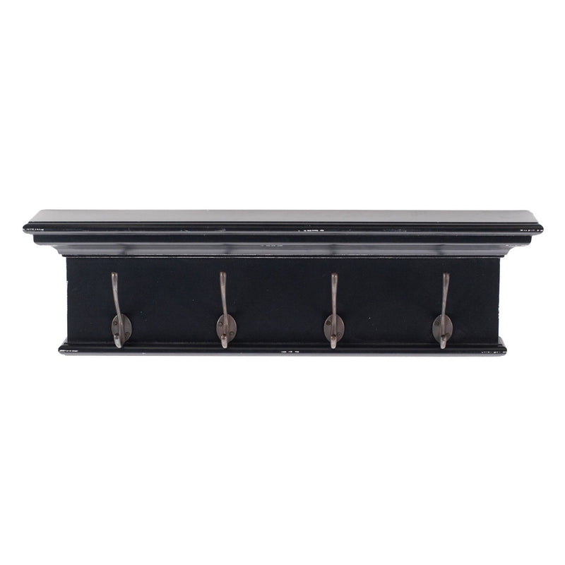 Rustic Antiqued Four Hook Hanging Coat Rack - Rust / Black / White