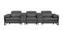 Load image into Gallery viewer, Top Grain Leather Reclining Metal USB Sofa (720340) - Dark Gray
