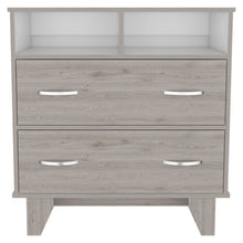 Load image into Gallery viewer, Two Drawer Dresser With Open Shelving - Light Gray
