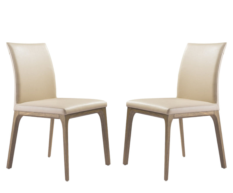 Upholstered Faux Leather Dining Room Side Chairs (Set of 2) - Taupe
