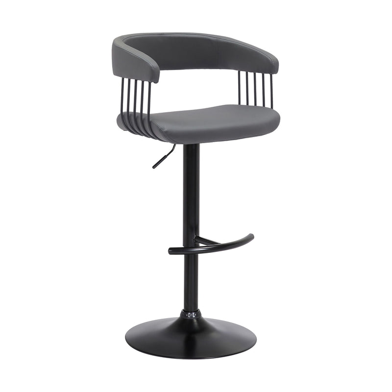 Faux Leather With Metal Swivel Adjustable Height Bar Chair - Gray And Black