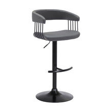 Load image into Gallery viewer, Faux Leather With Metal Swivel Adjustable Height Bar Chair - Gray And Black
