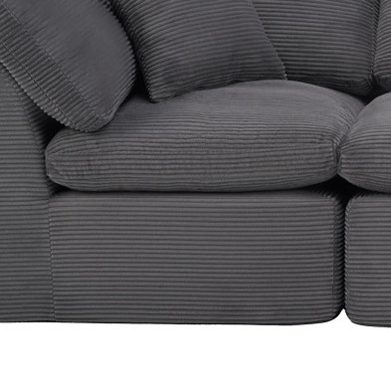 Corduroy Modular Sofa Chaise With Ottoman Toss Pillows (725197) - Dark Gray