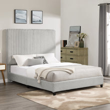 Load image into Gallery viewer, Bridgevine Home Queen Size Minky Stone Upholstered Platform Bed
