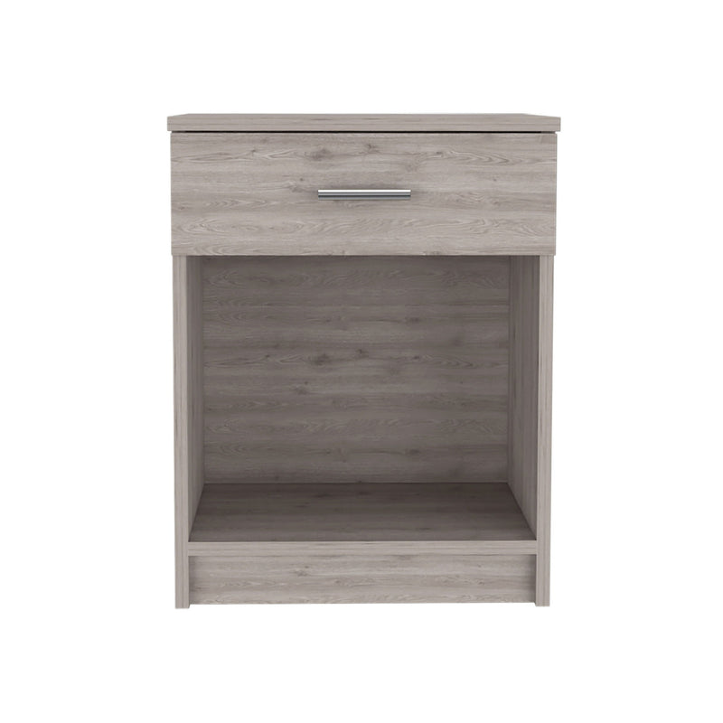 16.7" x 13.6" x 21.7" One Drawer Faux Wood Nightstand - Light Gray